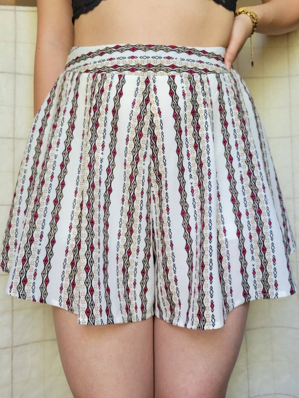 Papaya Boho Skort Shorts - Geometric Aztec Flowy